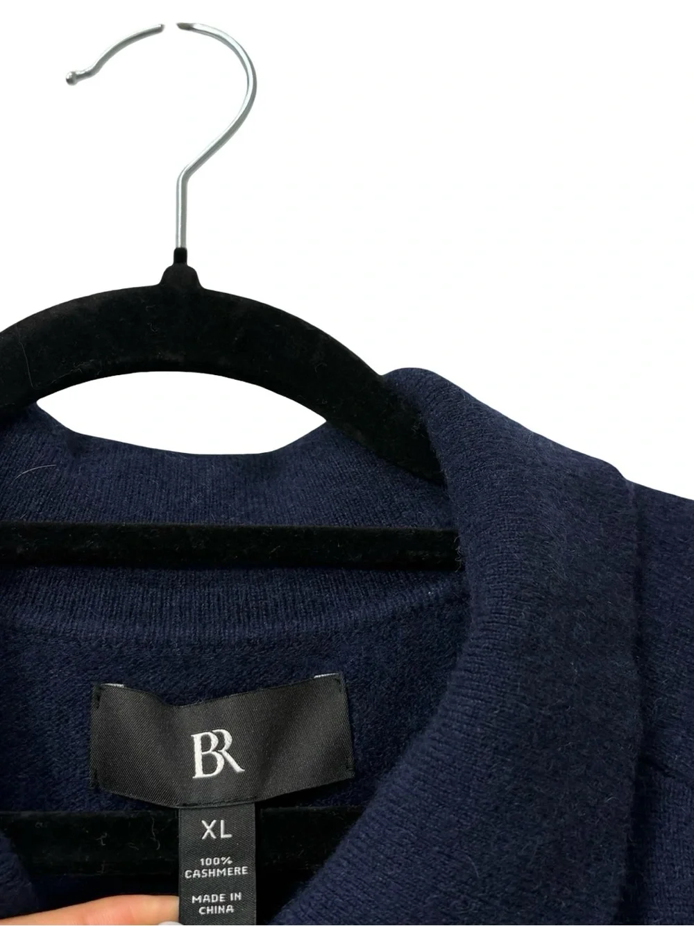 Banana Republic dark navy blue long-sleeve knit polo sweater 100% Cashmere Sz XL